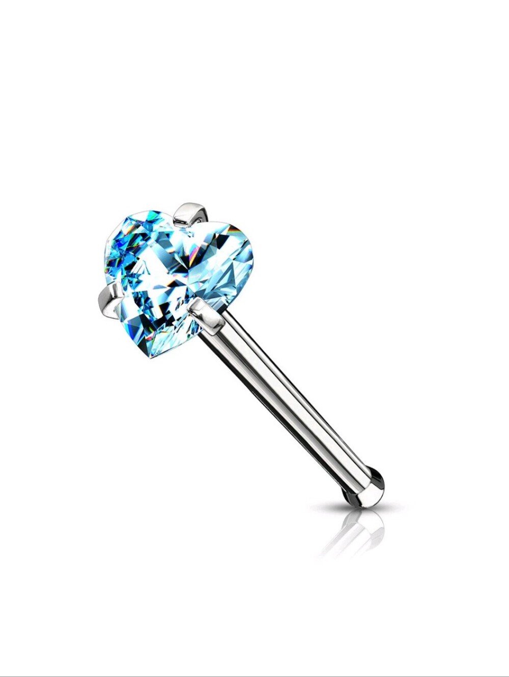 Blue Heart Crystal Nose Stud - Elegant Women’s Jewelry